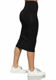 Black Snap Tape Midi Skirt