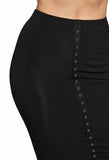 Black Snap Tape Midi Skirt