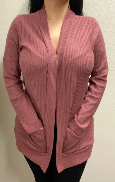 Mauve Sleeve Print Cardigan