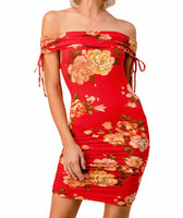 Print Ruched Off Shoulder Dress