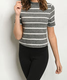 Charcoal Ivory Stripes Top