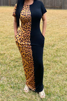 Half Cheetah Print Maxi Dress