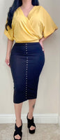Black Snap Tape Midi Skirt