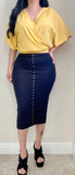Black Snap Tape Midi Skirt