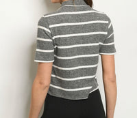 Charcoal Ivory Stripes Top