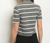 Charcoal Ivory Stripes Top