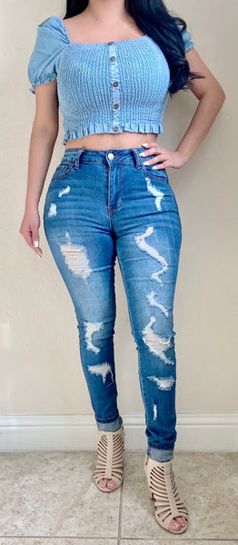 Skinny Curvy Fit Denim High Rise Jeans